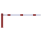Compact hand barrier | with fixed support post | clear width: 1500 mm | for padlock | hot-dip galvanized and coated red / white